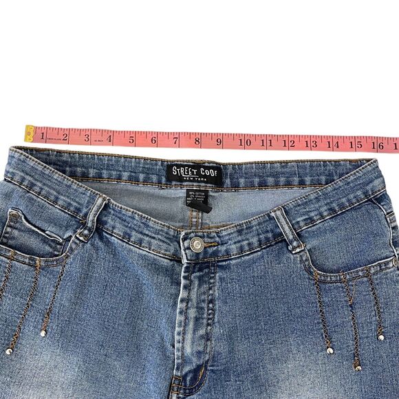 Street Code New York Embellished Jeans Stretch Women Size 13/14 Studded - Picture 4 of 15